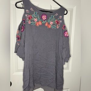 Umgee slate blue tunic length shirt